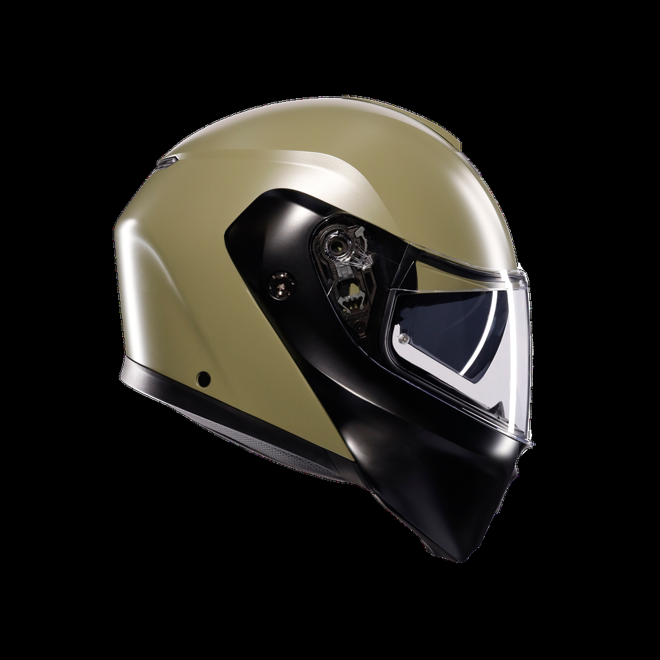 casque moto à visière relevable streetmodular mono mat pastel vert-noir dote2206