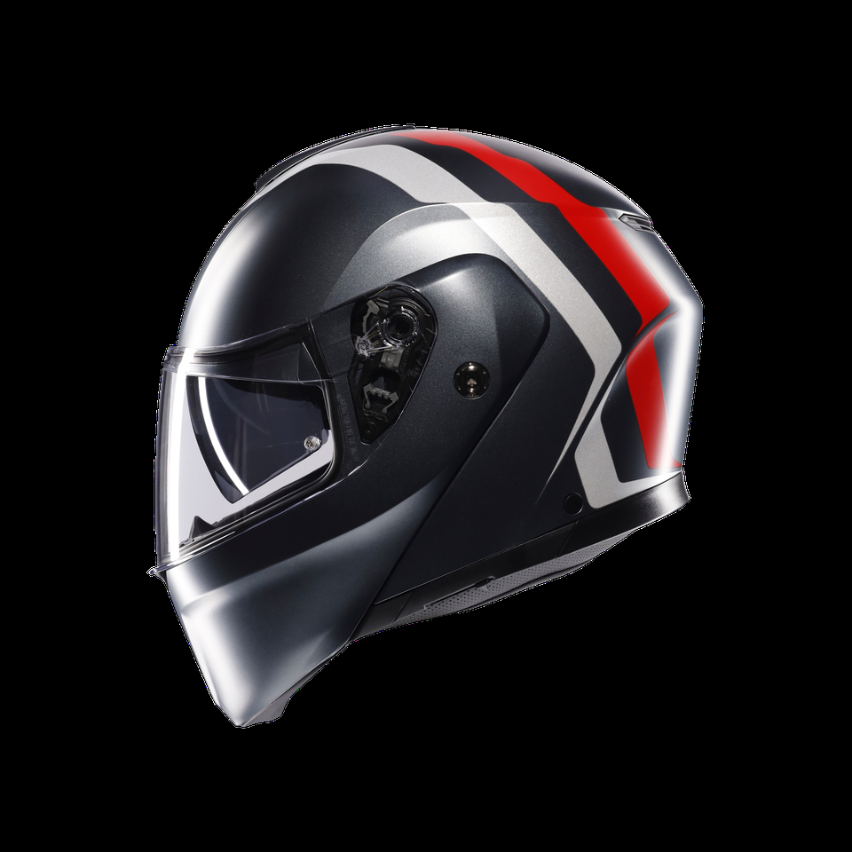 casque moto flip-up streetmodular resia mat grisargentrouge dote2206