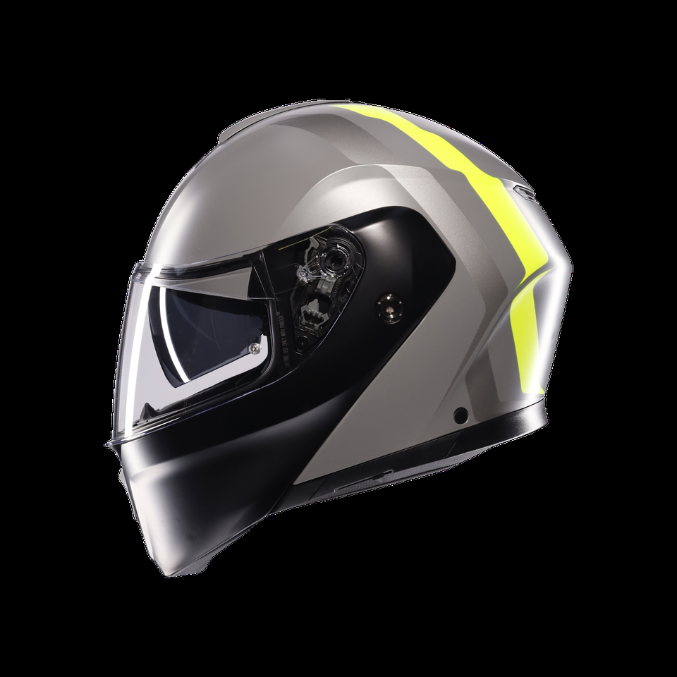 casque moto à visière relevable streetmodular resia mat gris noir fluo dote2206