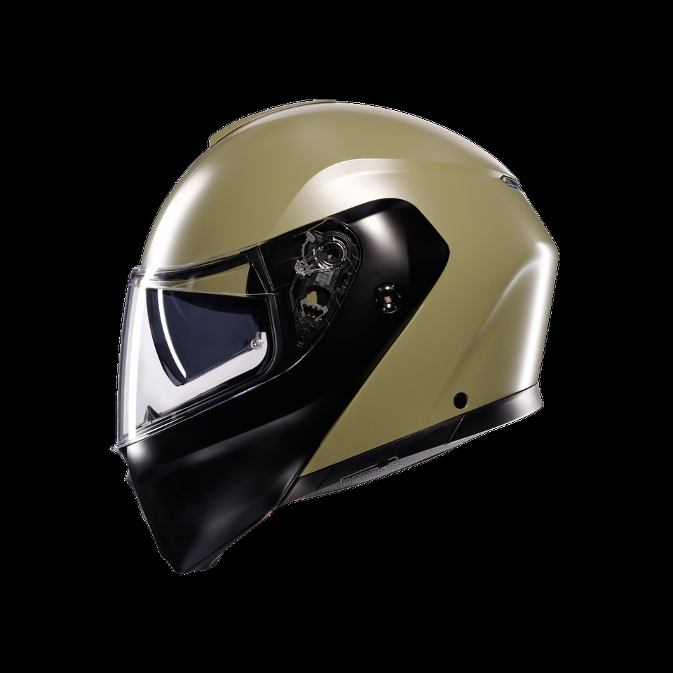 casque moto à visière relevable streetmodular mono mat pastel vert-noir dote2206