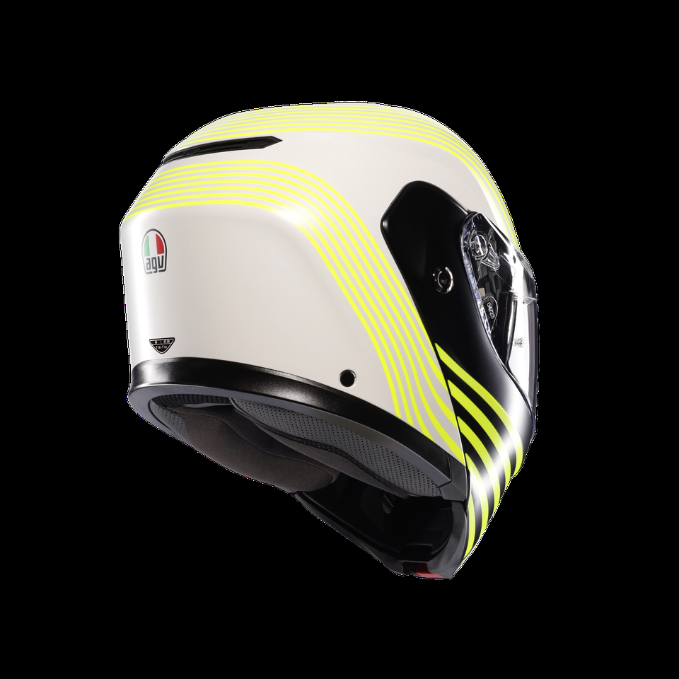 casque moto à visière relevable streetmodular iseo mat blancnoir jaune fluo dote2206